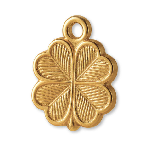 18ct Yellow Gold - Four-Leaf Clover Amulet Charm