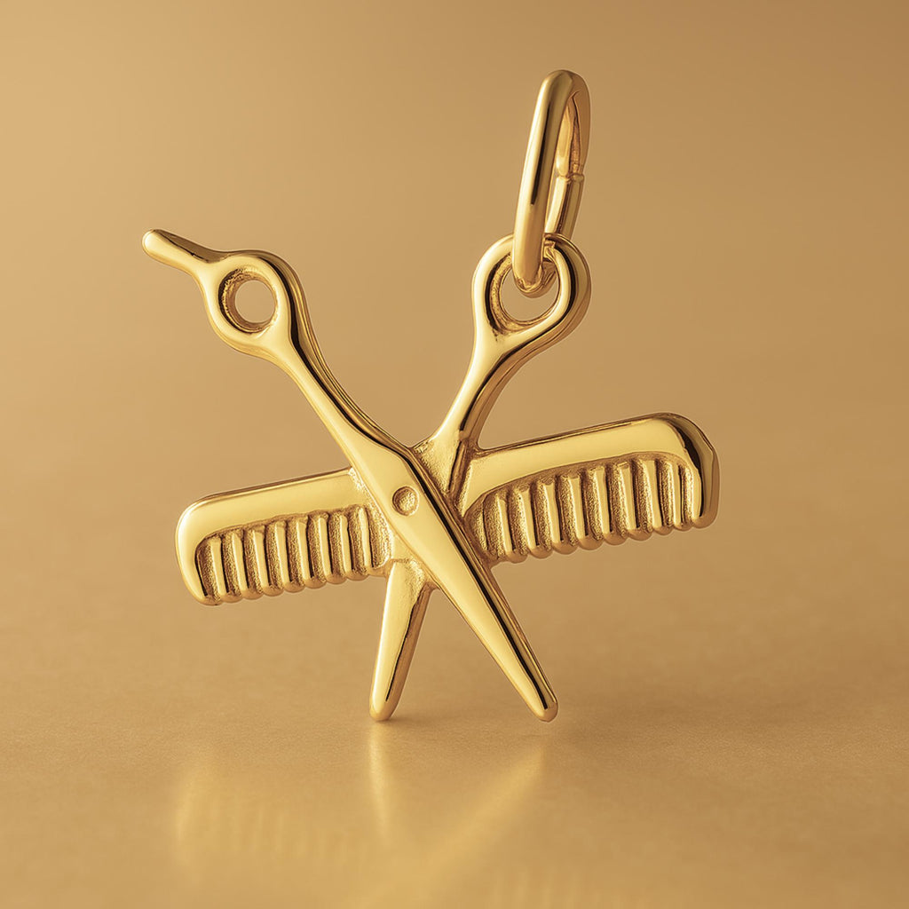 18ct Yellow Gold - Scissors & Comb Charm