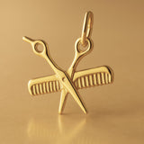 18ct Yellow Gold - Scissors & Comb Charm