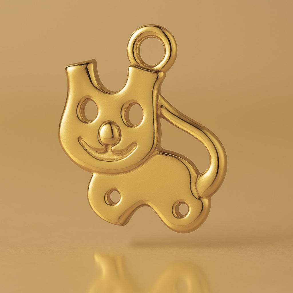 9ct Yellow Gold - Cartoon Cat Charm