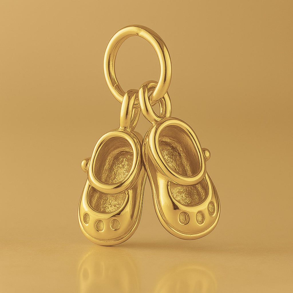 9ct Yellow Gold - Tiny Baby Shoes Charm