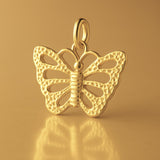18ct Yellow Gold - Speckled Monarch Butterfly Charm