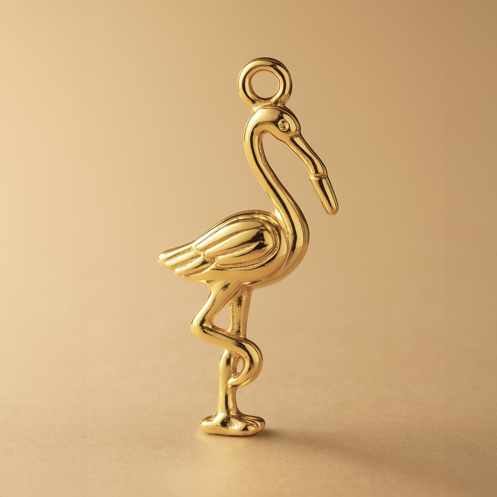18ct Yellow Gold - American Flamingo Charm
