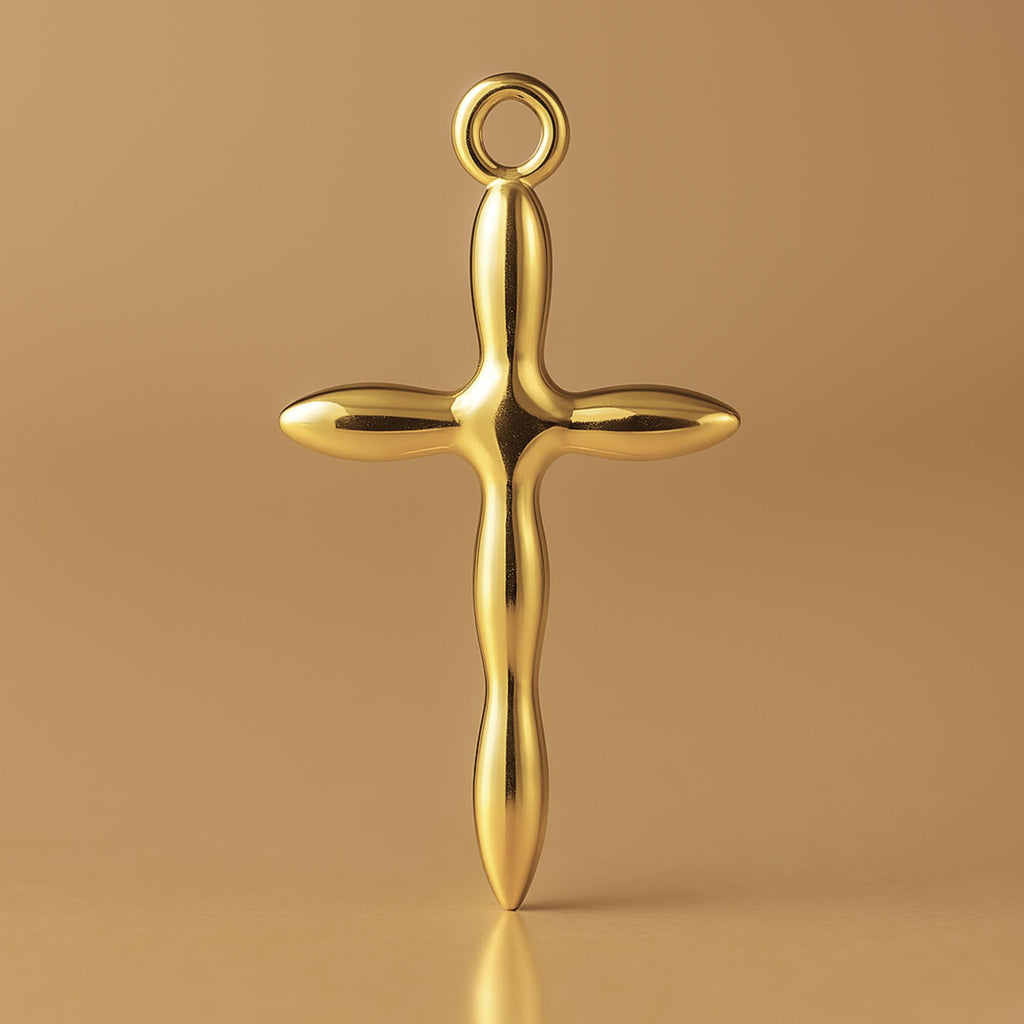 18ct Yellow Gold - Fluid Crucifix Charm