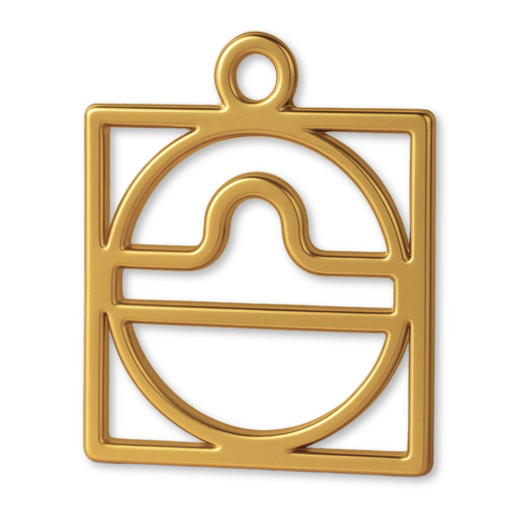 18ct Yellow Gold - Libra Zodiac Square Charm
