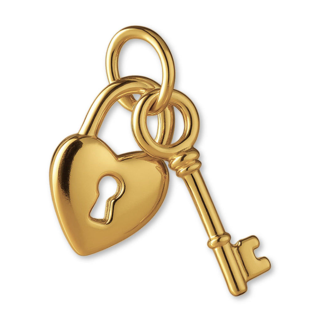 18ct Yellow Gold - Heart Lock & Key Charm