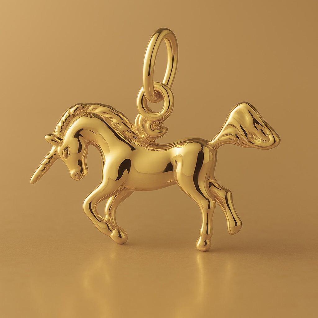 9ct Yellow Gold - Prancing Unicorn Charm