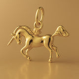 9ct Yellow Gold - Prancing Unicorn Charm