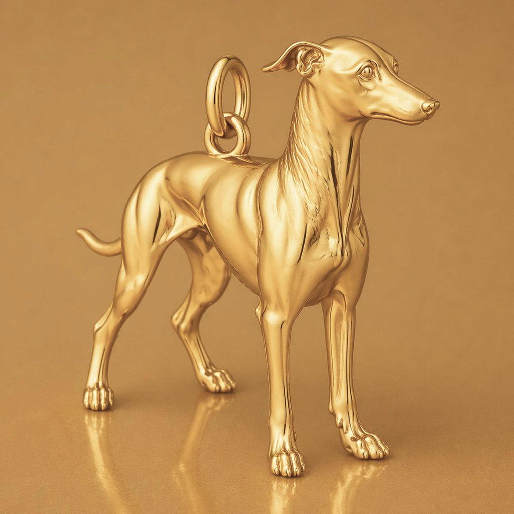 18ct Yellow Gold - Greyhound Dog Charm