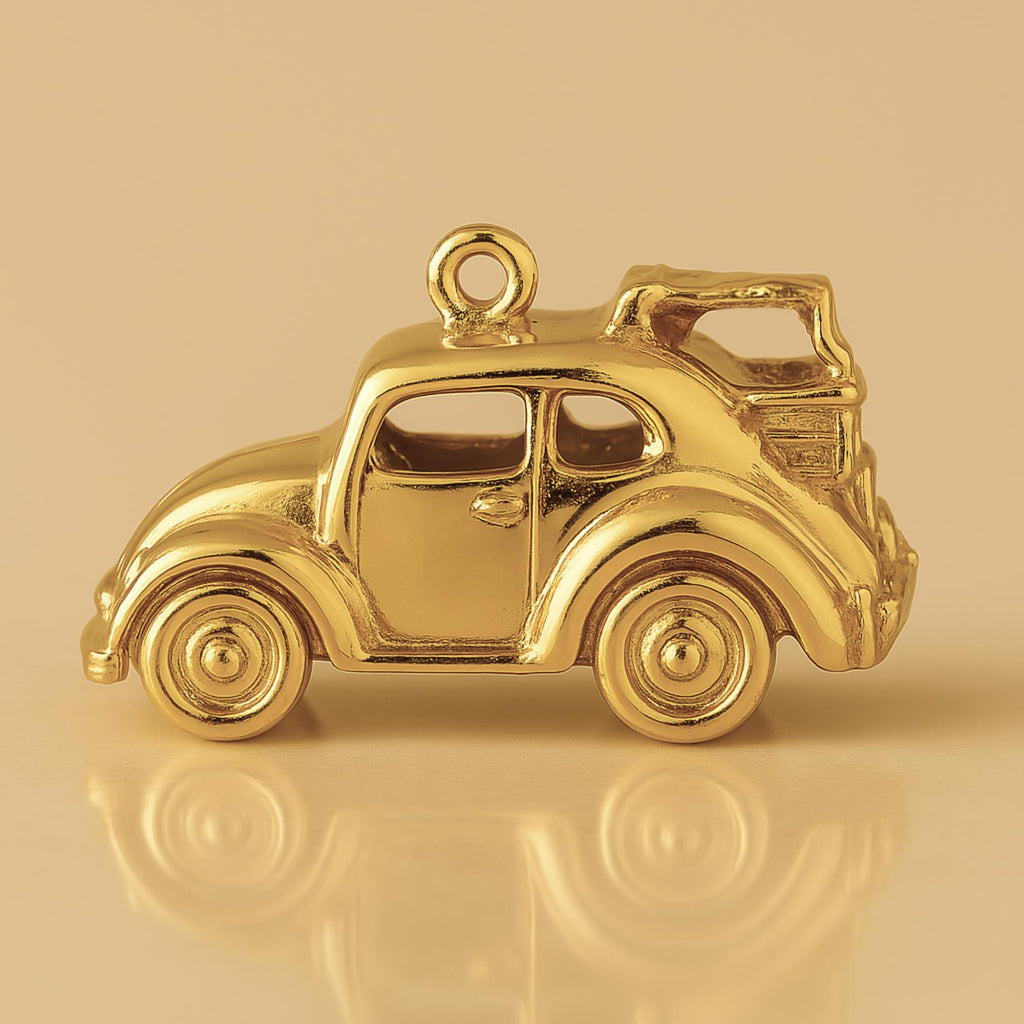 18ct Yellow Gold - Mini VW Beetle Traveller Car Charm