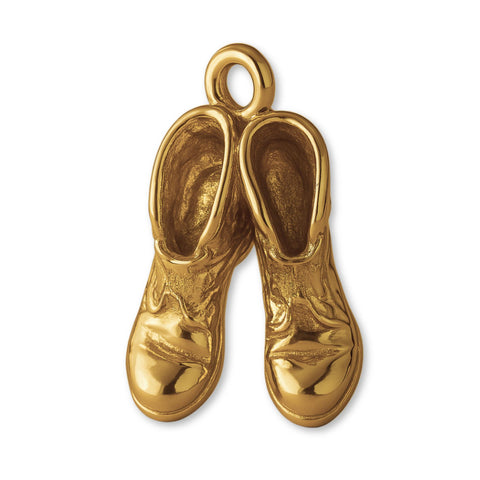 18ct Yellow Gold - Rustic Work Boots Charm