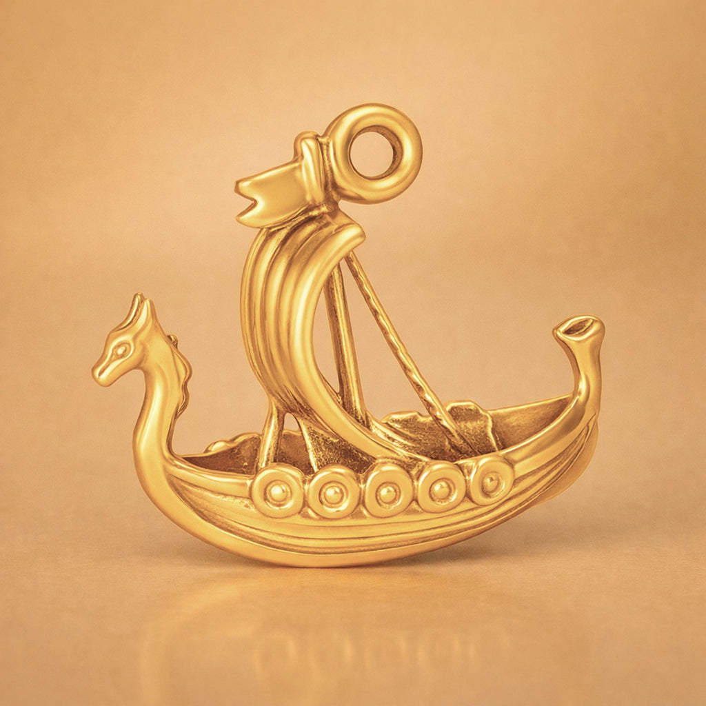9ct Yellow Gold - Viking Longship Charm