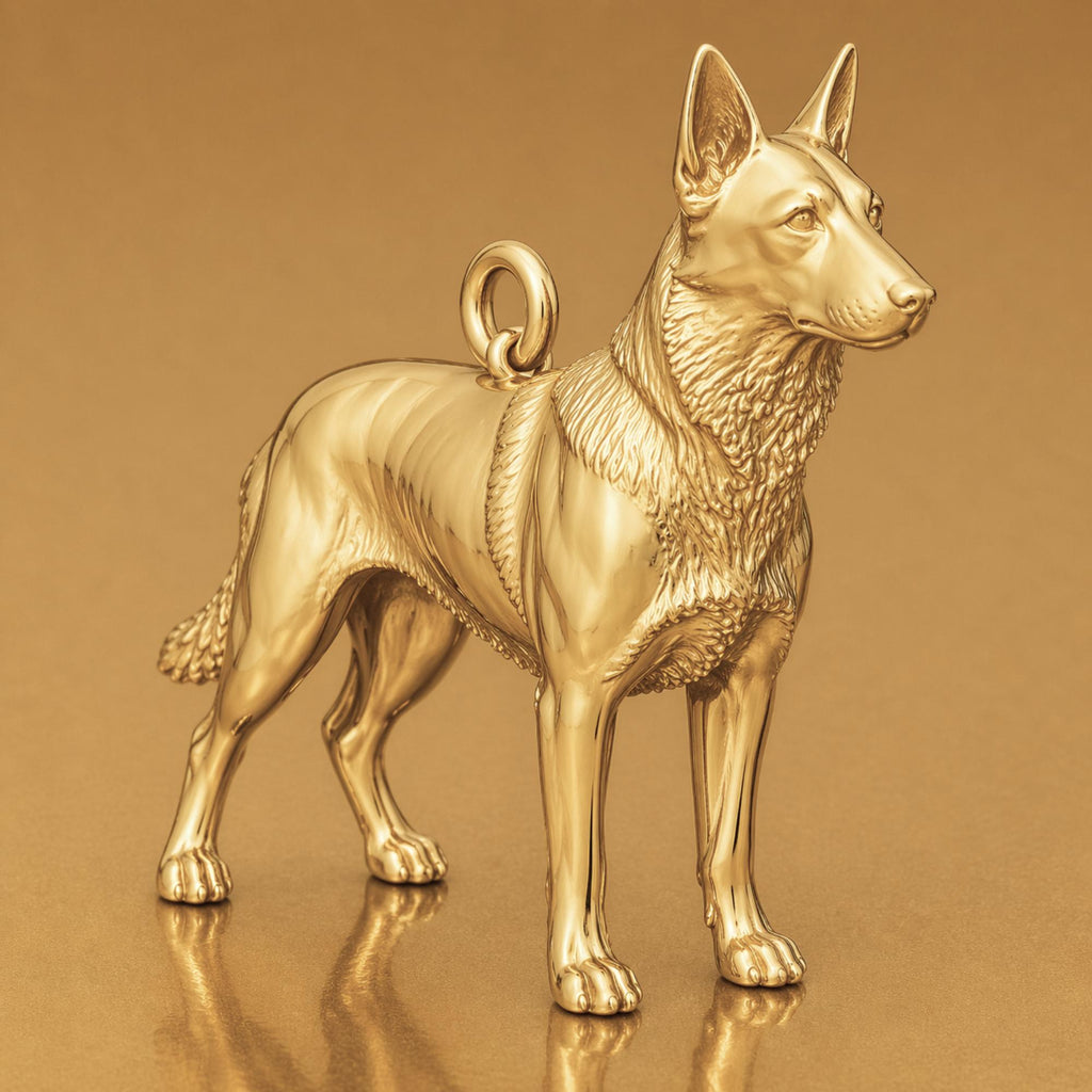 9ct Yellow Gold - Belgian Malinois Dog Charm