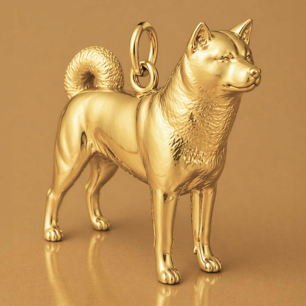 9ct Yellow Gold - Akita Dog Charm