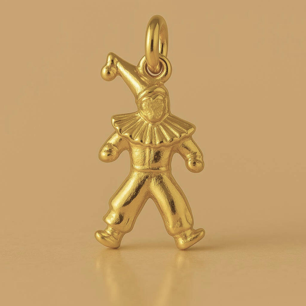 9ct Yellow Gold - Ruffled Collar Clown Charm