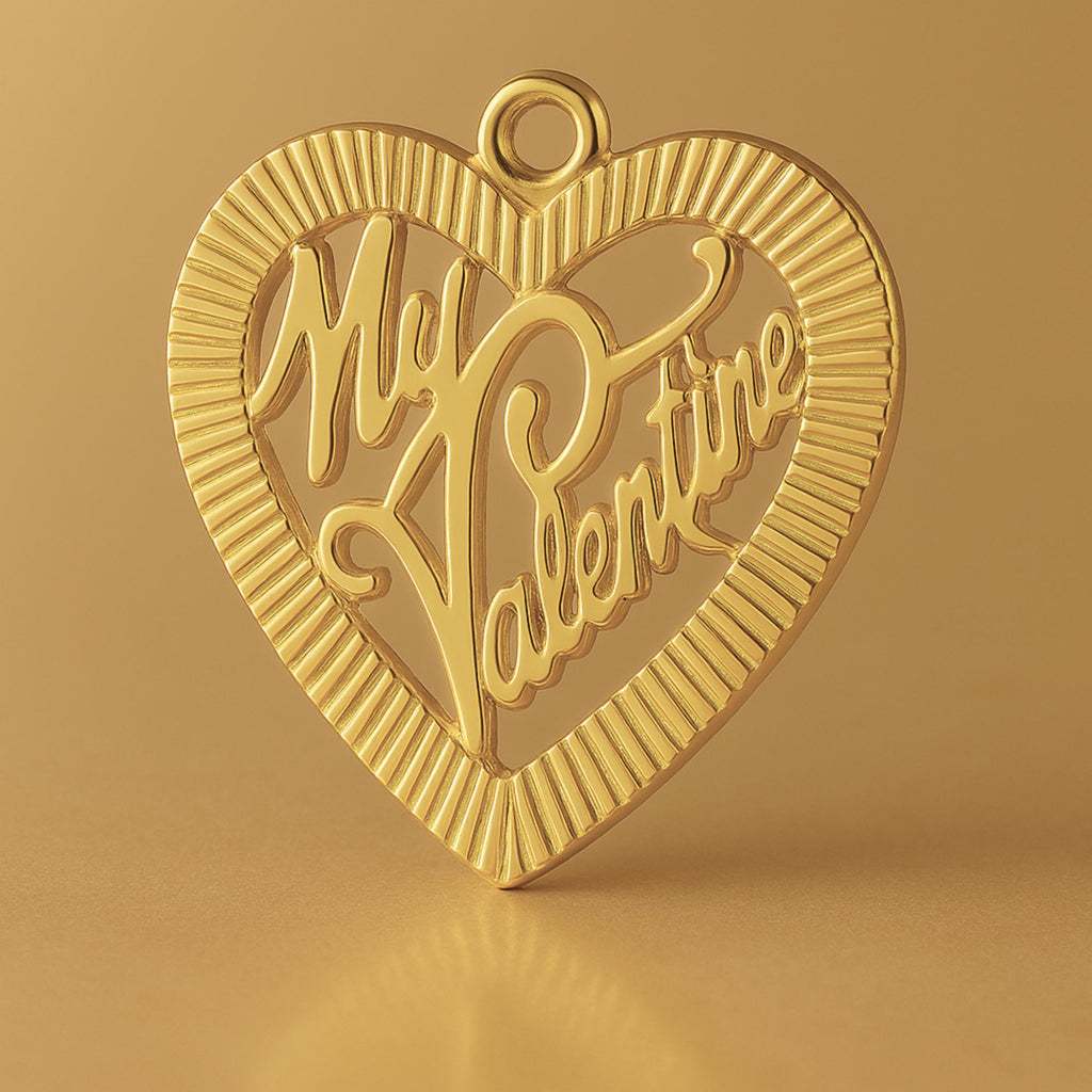 9ct Yellow Gold - My Valentine Fluted Heart Charm