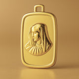 9ct Yellow Gold - Rectangle Virgin Mary Amulet Charm