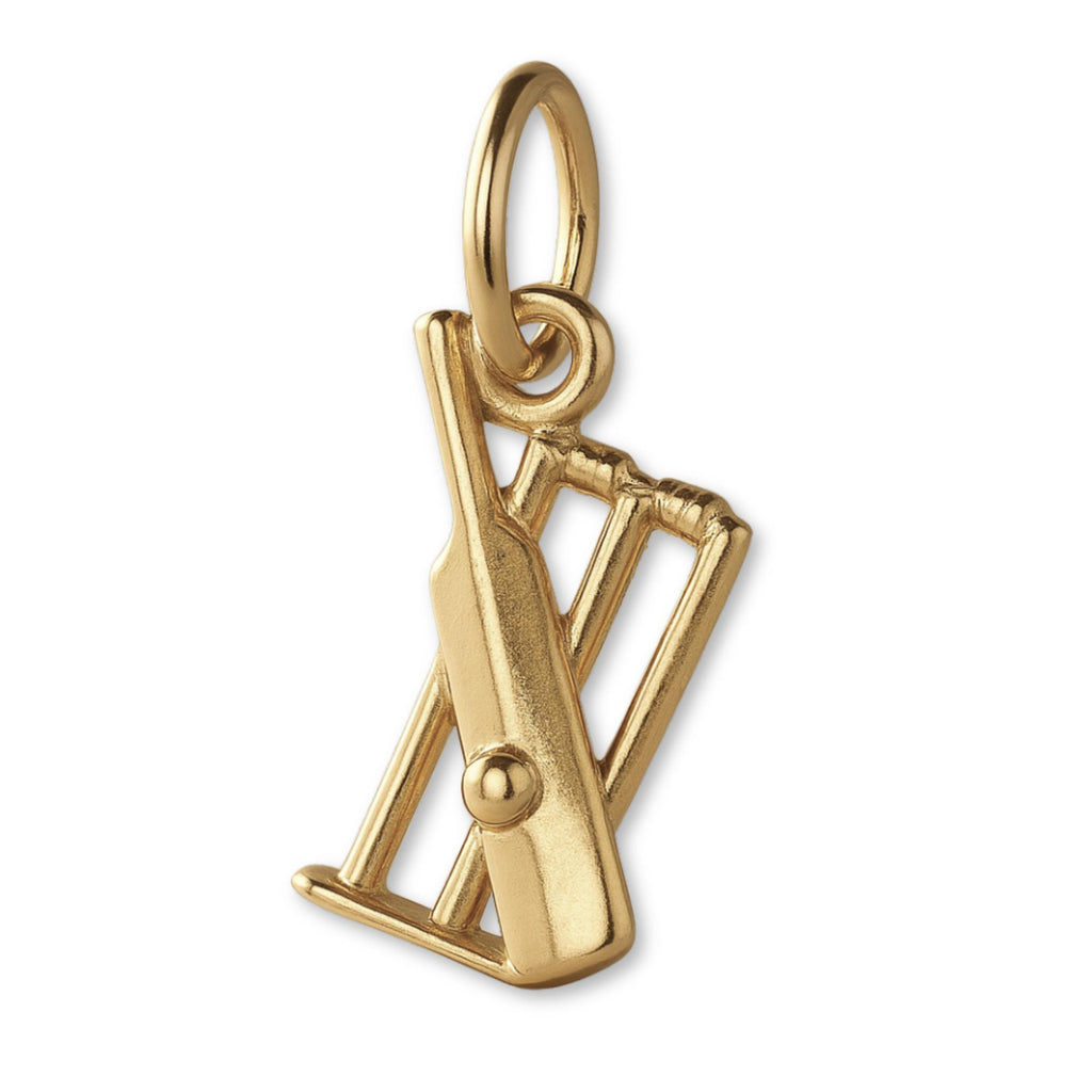 9ct Yellow Gold - Cricket Bat & Stumps Charm