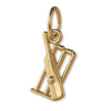 9ct Yellow Gold - Cricket Bat & Stumps Charm