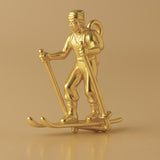 9ct Yellow Gold - Cross Country Skier Charm
