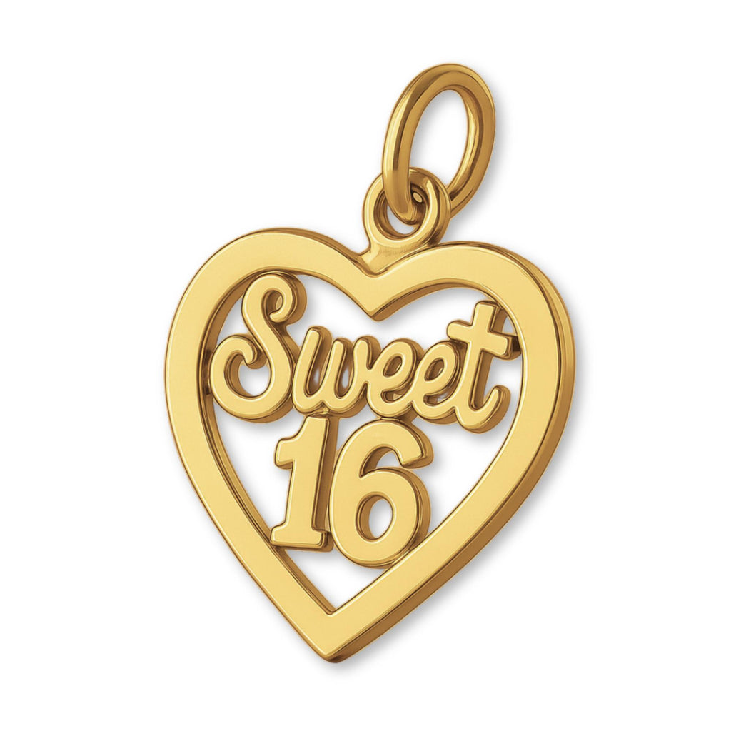 18ct Yellow Gold - Sweet 16 Openwork Heart Charm