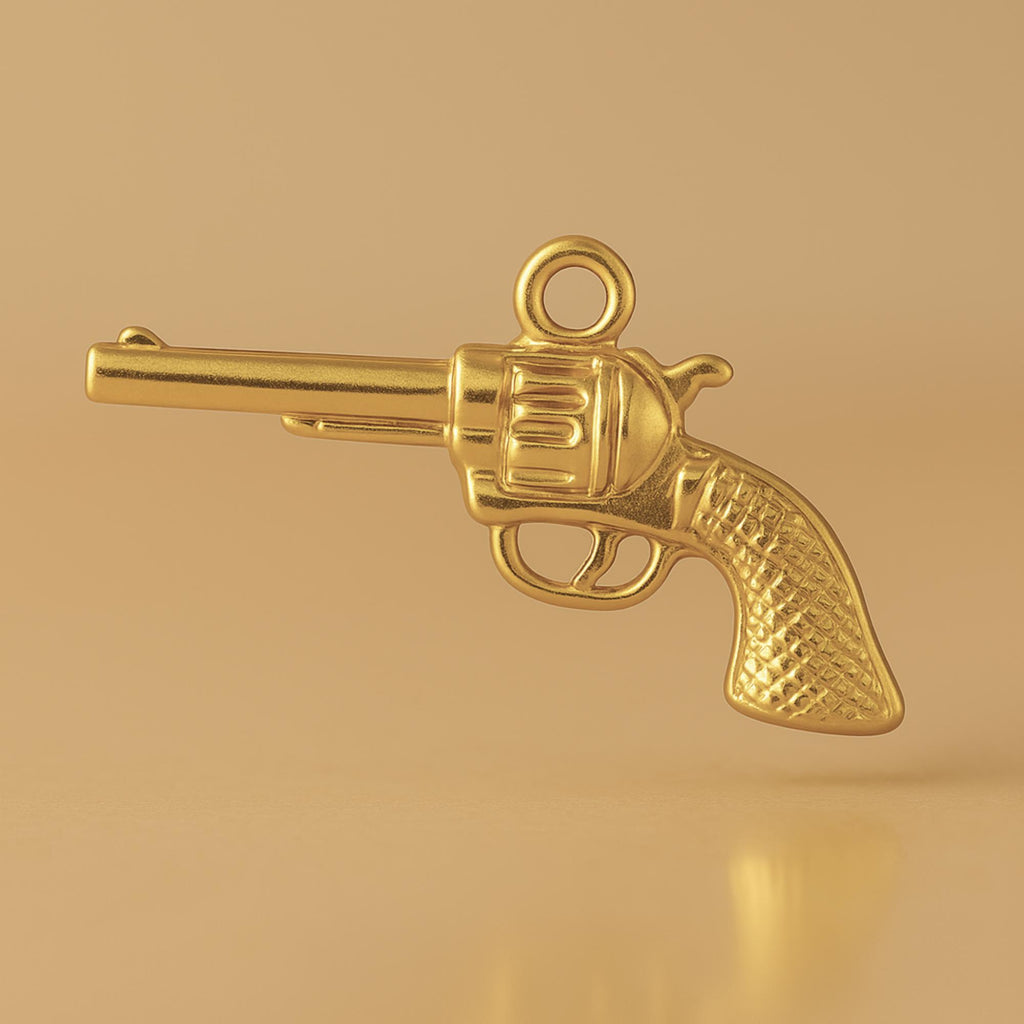 18ct Yellow Gold - Western Revolver Charm