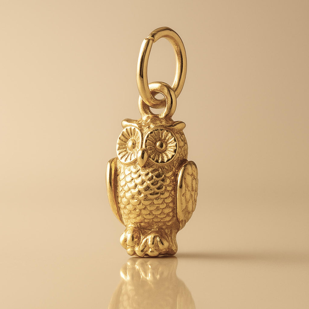 9ct Yellow Gold - Woodland Owl Charm