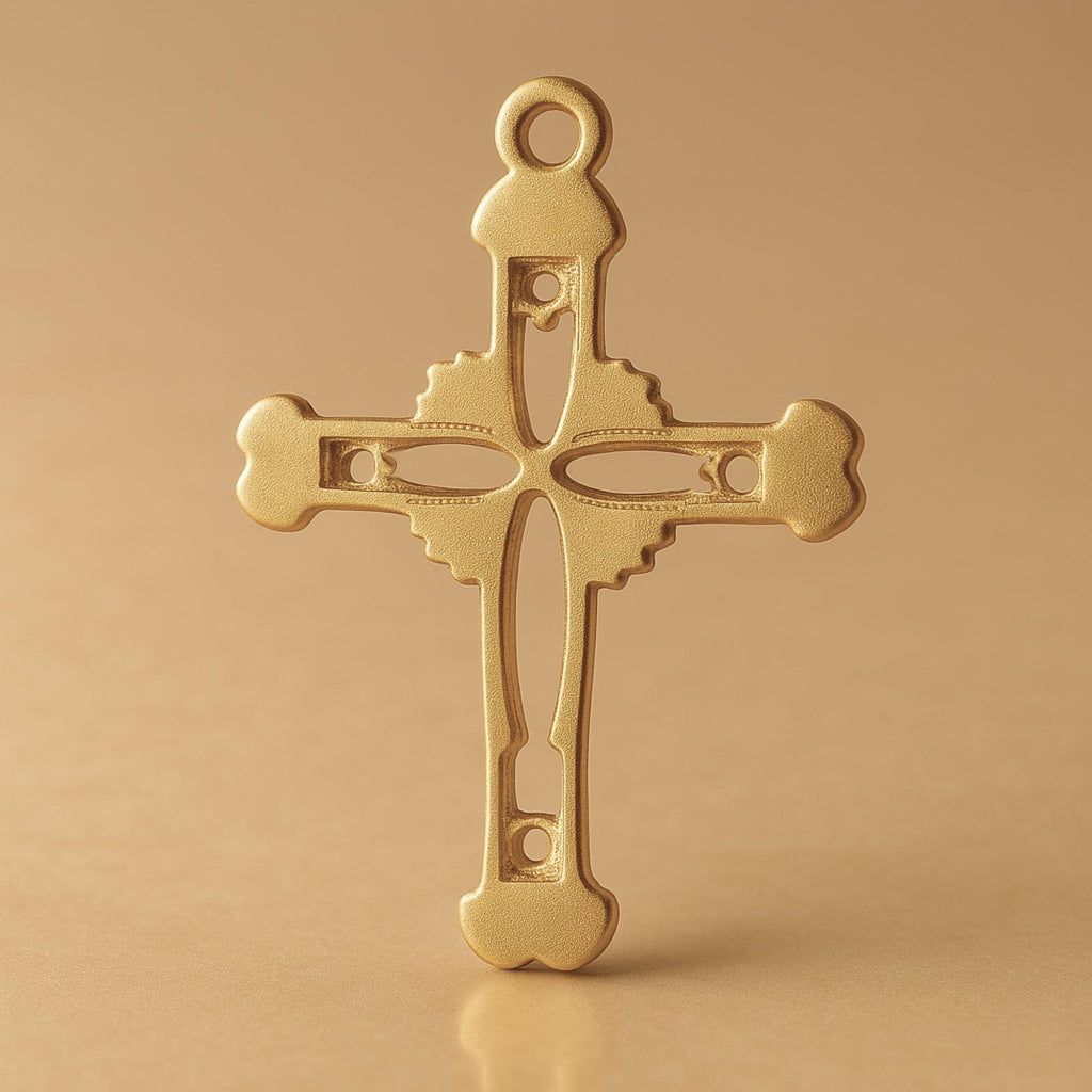 18ct Yellow Gold - Ornate Open Crucifix Charm