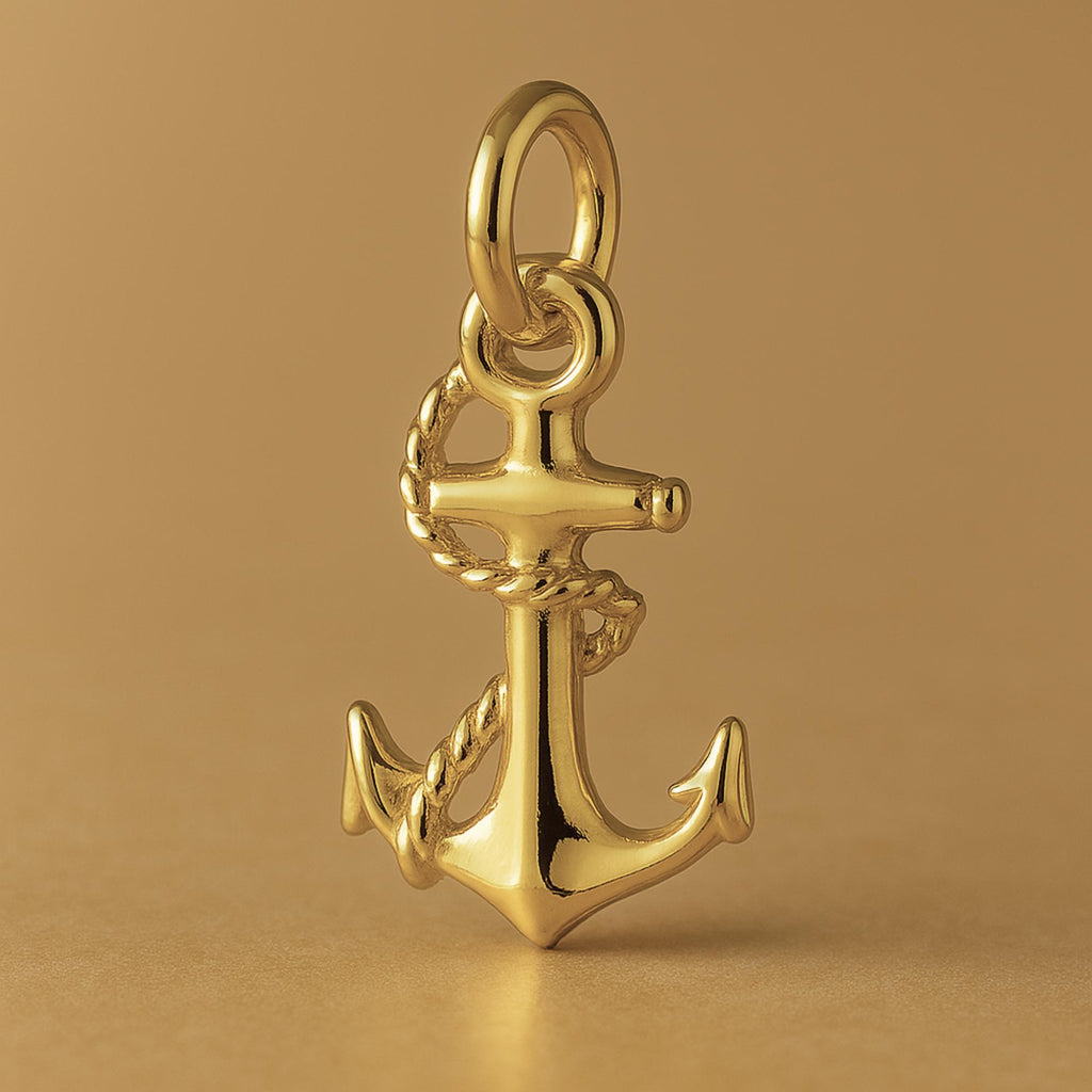 9ct Yellow Gold - Roped Anchor Charm