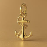 9ct Yellow Gold - Roped Anchor Charm