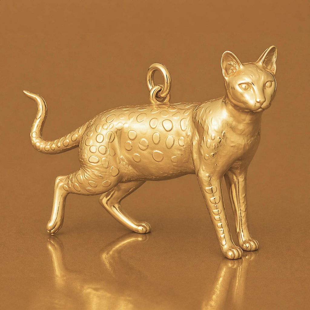 18ct Yellow Gold - Savannah Cat Charm