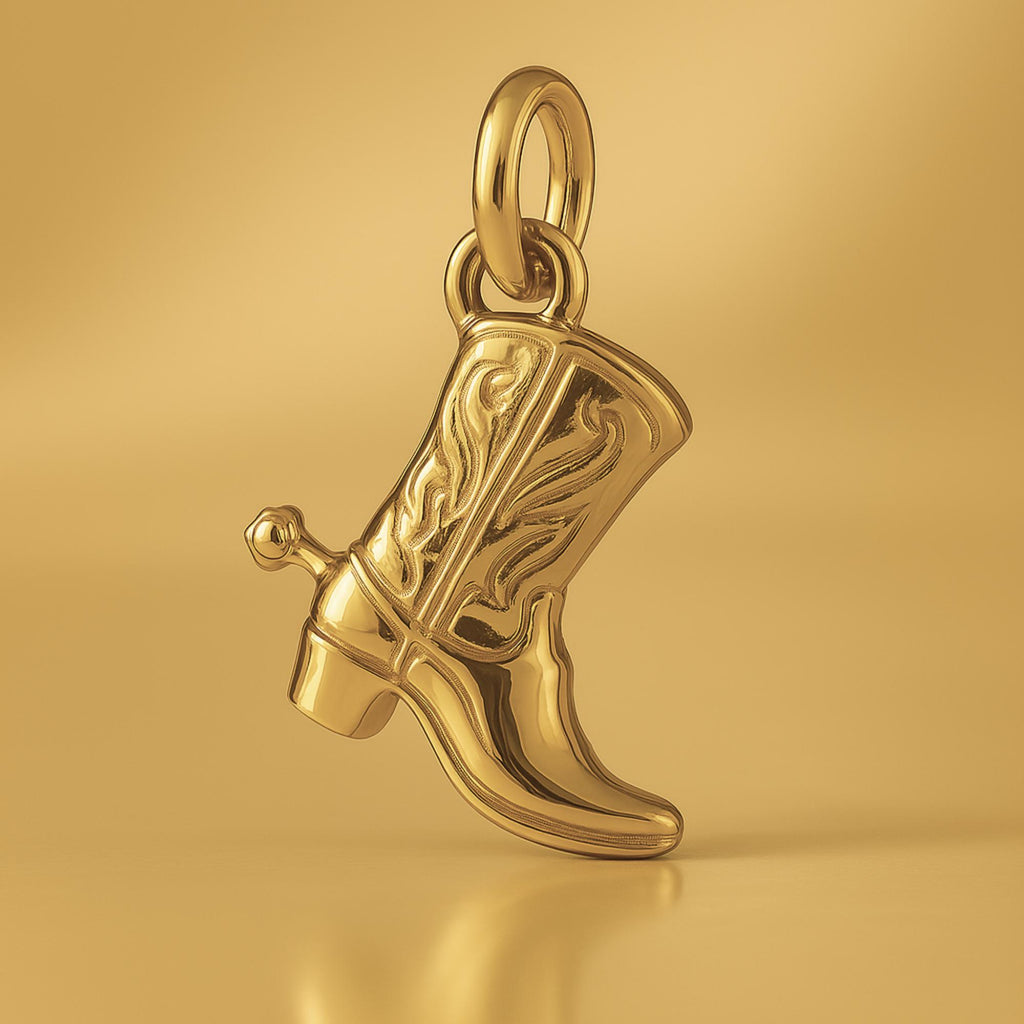 9ct Yellow Gold - Western Cowboy Boot Charm