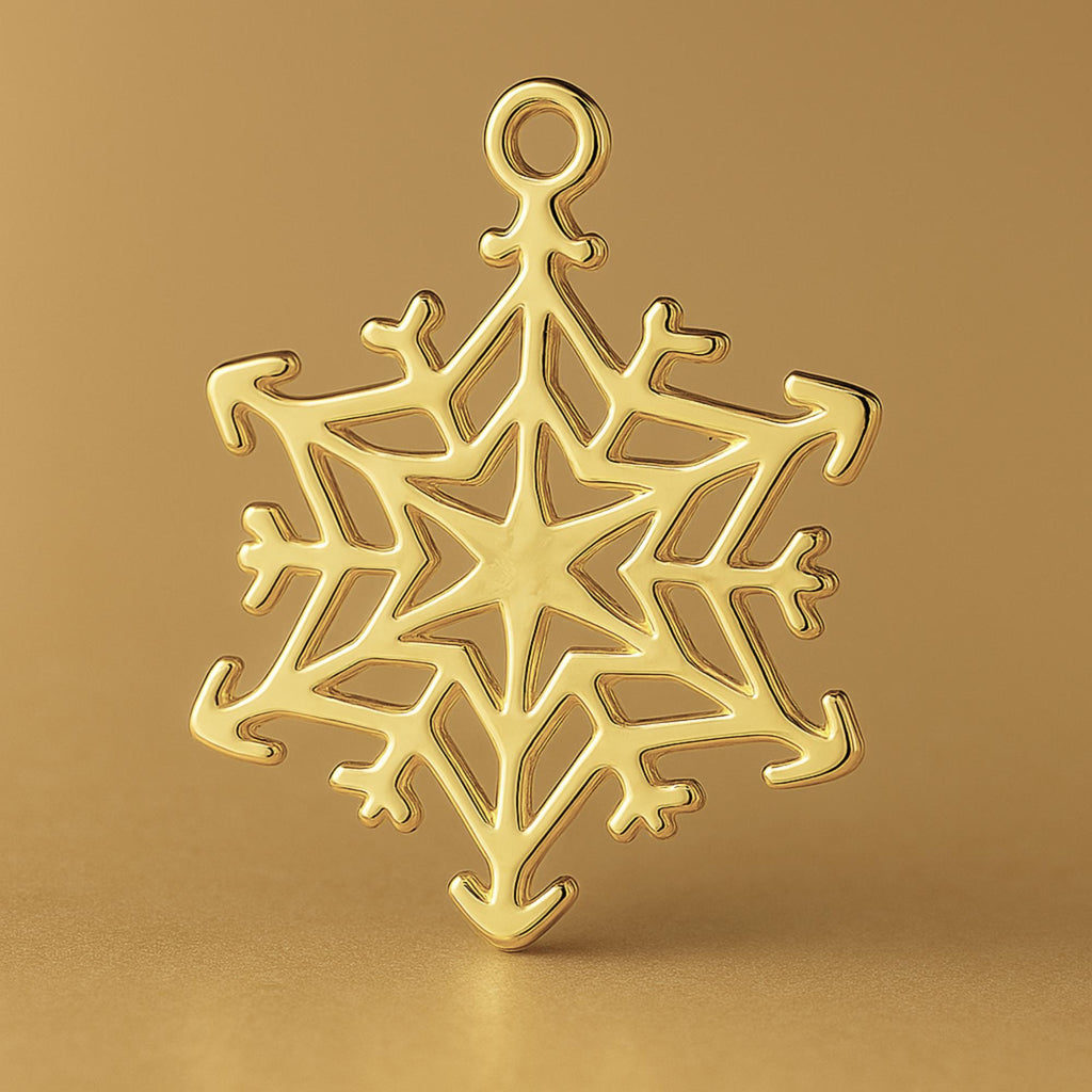 9ct Yellow Gold - Starburst Snowflake Charm
