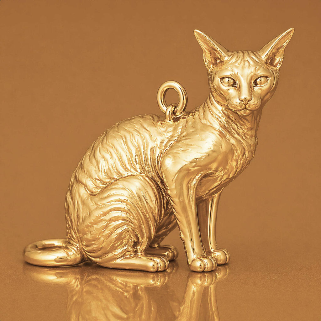 18ct Yellow Gold - Cornish Rex Cat Charm