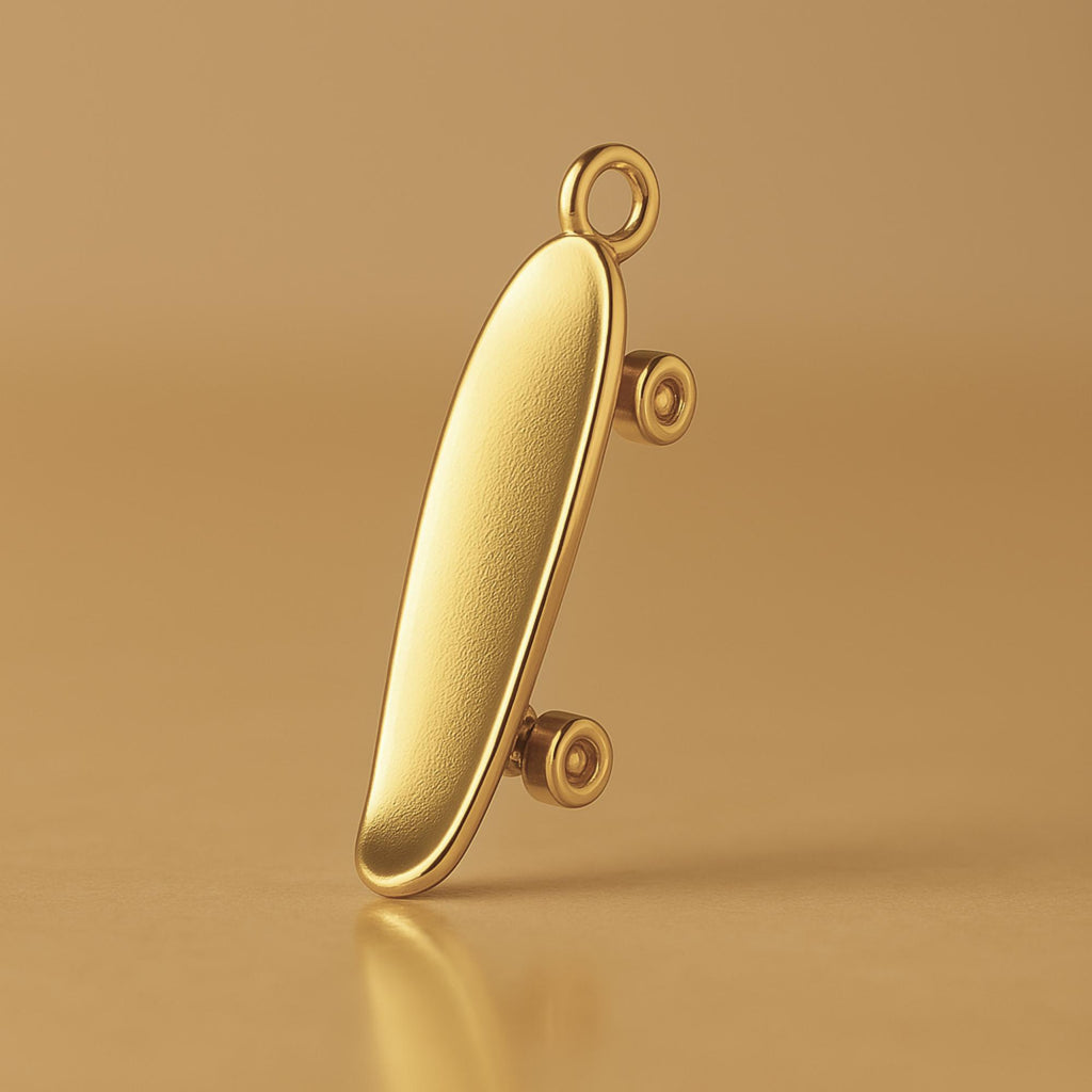 18ct Yellow Gold - Old-School Penny Skateboard Charm