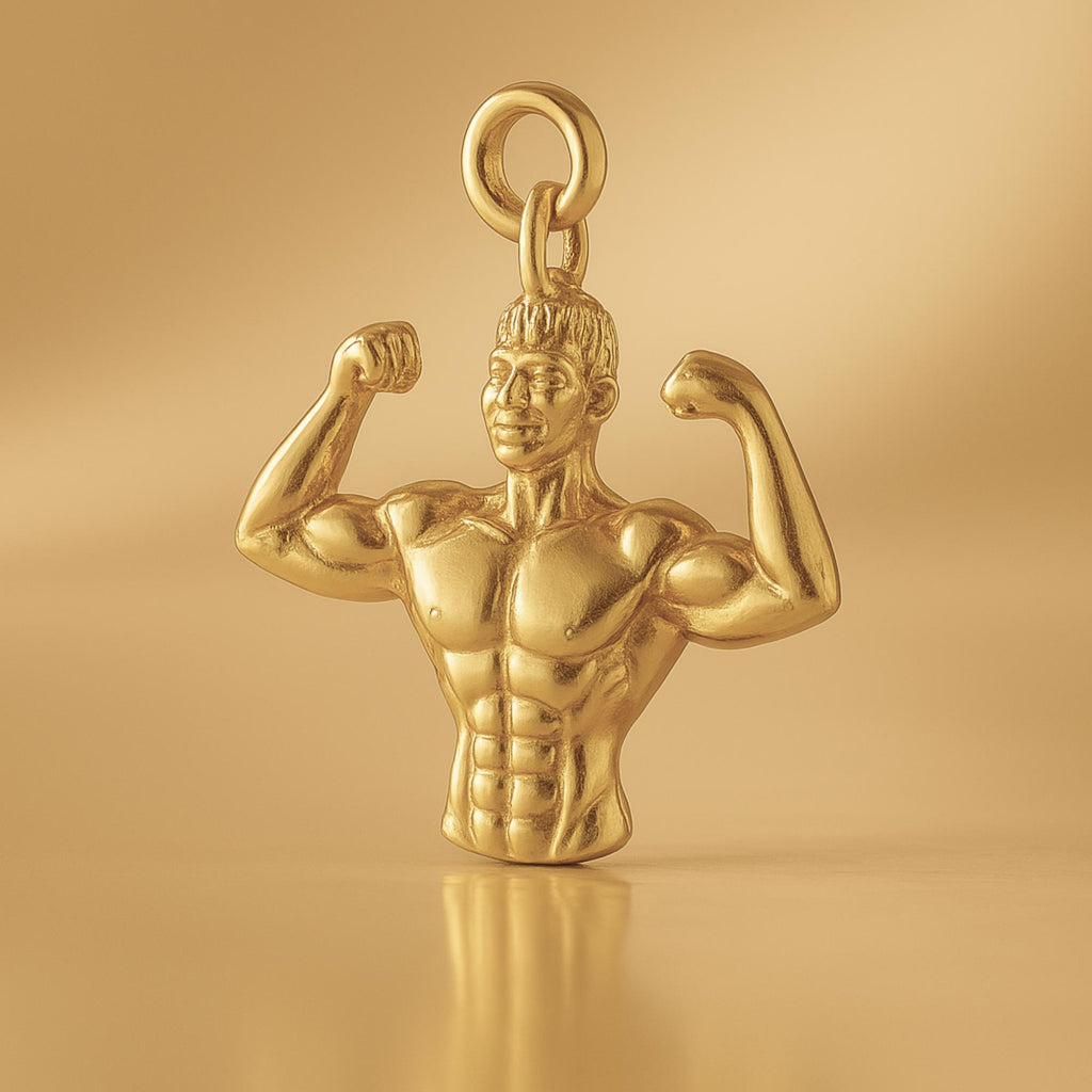 18ct Yellow Gold - Bicep Flex Bodybuilder Charm