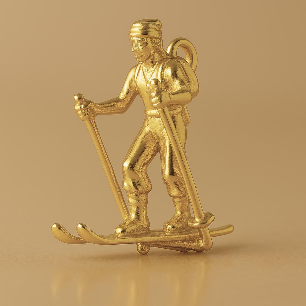 18ct Yellow Gold - Cross Country Skier Charm