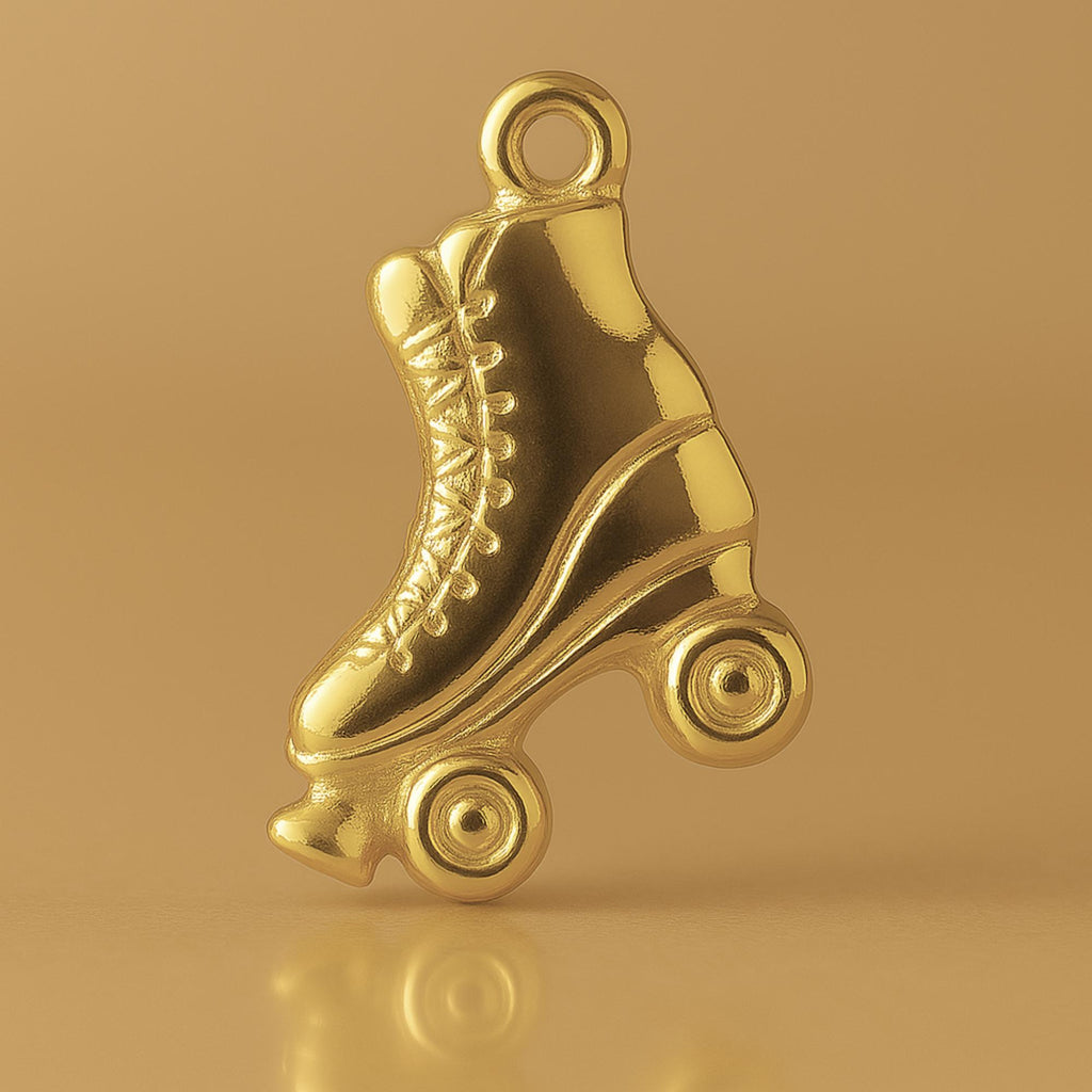 9ct Yellow Gold - Vintage Roller Skate Silhouette Charm