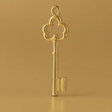 18ct Yellow Gold - Ornate Clover Castle Key Charm