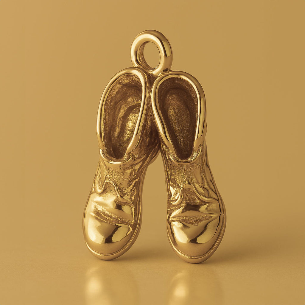 18ct Yellow Gold - Rustic Work Boots Charm