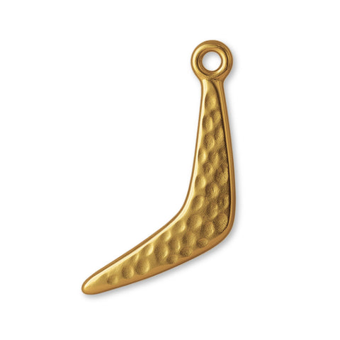 9ct Yellow Gold - Textured Boomerang Charm