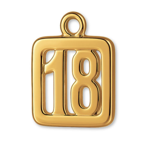 18ct Yellow Gold - 18 Pendant Charm