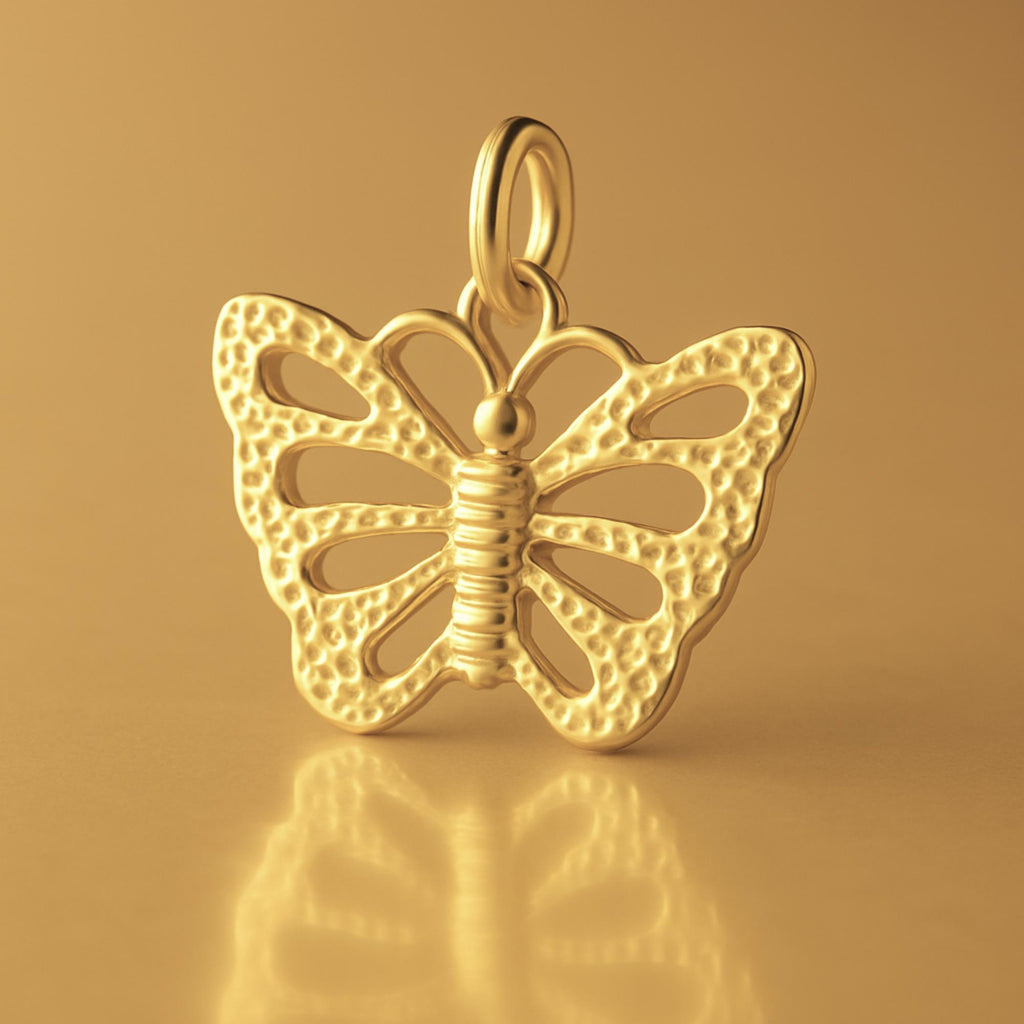 9ct Yellow Gold - Speckled Monarch Butterfly Charm