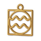 18ct Yellow Gold - Aquarius Zodiac Square Charm