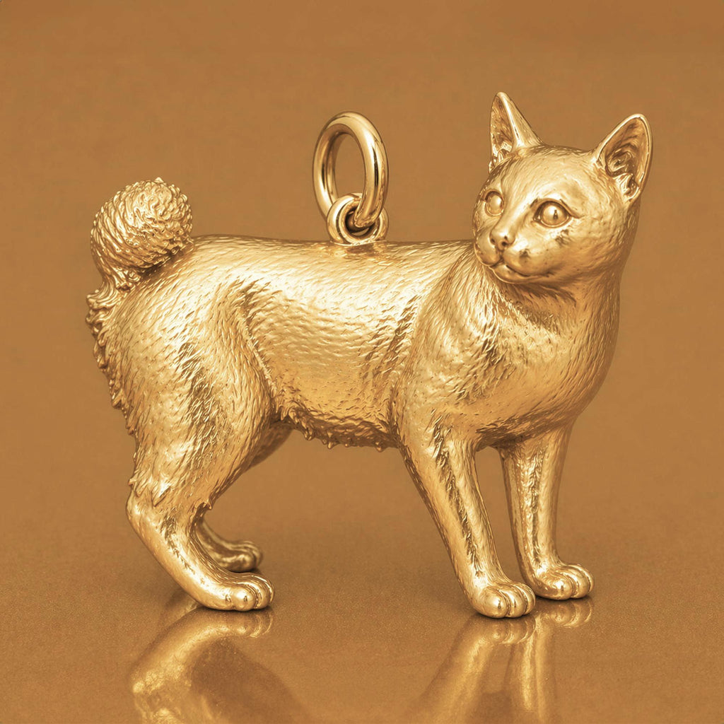 9ct Yellow Gold - Japanese Bobtail Cat Charm