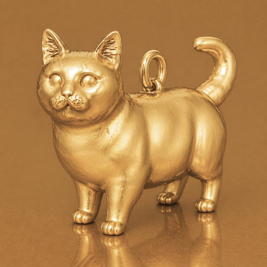 9ct Yellow Gold - Munchkin Cat Charm