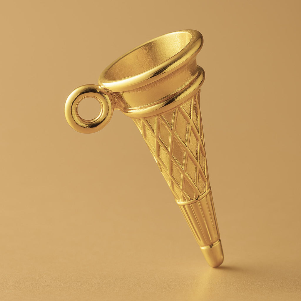 18ct Yellow Gold - Classic Ice Cream Cone Charm