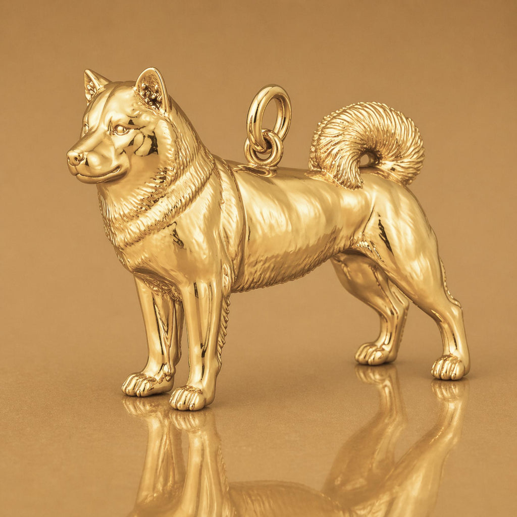 9ct Yellow Gold - Shiba Inu Dog Charm
