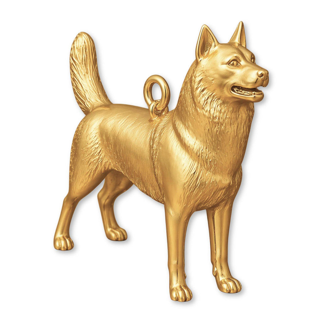 18ct Yellow Gold - Siberian Husky Dog Charm
