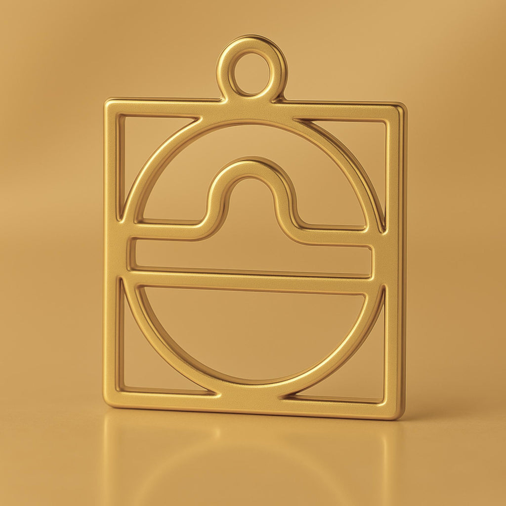 18ct Yellow Gold - Libra Zodiac Square Charm